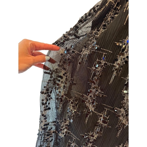 NWT En Saison Black Halter Dress Sequin Pleated Iridescent Party size XS - Picture 2 of 11